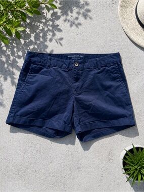 Banana Republic City Chino Shorts Navy Blue Cuffed Size 8